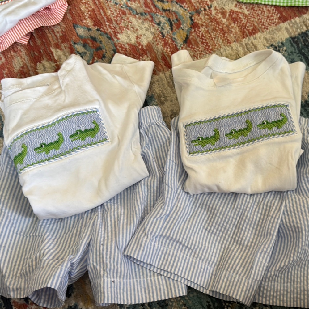 Hand Crafted Kids Matching Set - White and Blue